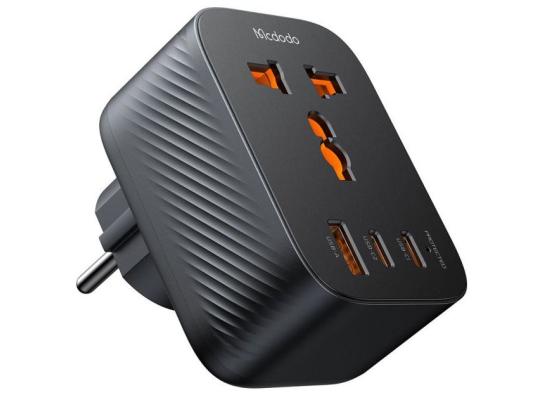 Mcdodo CP-0750 Universal Travel Adapter One for 4 Outputs (AC + 2 USB-C + USB) 20W Worldwide Use EU Travel Plug with 3 USB - Black